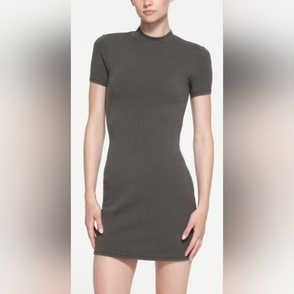 Skims Mock Neck T-Shirt Mini Dress